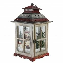 Northlight 17.5" Rustic Snowman Christmas Candle Lantern