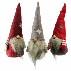 Northlight Set Of 3 Red And Gray Bearded Chubby Santa Christmas Gnomes 10.5"