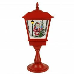 Northlight 25.25" Lighted Red Musical Santa Claus Snowing Table Top Christmas Street Lamp