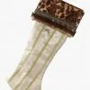 Roman 26" Brown And Green Striped Leopard Print Christmas Stocking
