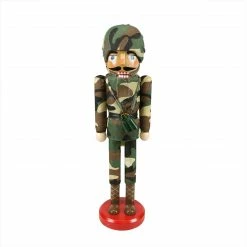 Northlight 14.25" Decorative Wooden Christmas Nutcracker Army Soldier In Camouflage Uniform
