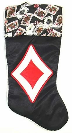 Santa's Best 19" Black And Red Deck Of Cards Christmas Stocking