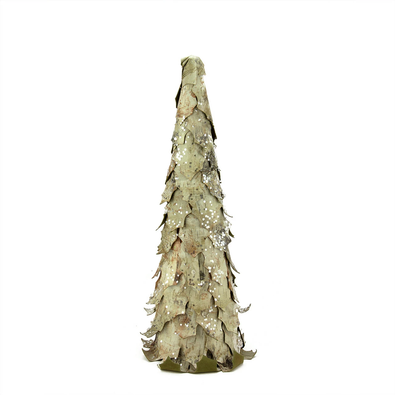 A & B Floral 17.5" Gray And Brown Glittered Birch Leaf Cone Tree Christmas Tabletop Decor 1 A & B Floral 17.5" Gray And Brown Glittered Birch Leaf Cone Tree Christmas Tabletop Decor