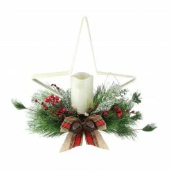 Gerson Company/Gil Division 15" Battery Operated White And Green Christmas Star Candle Holder