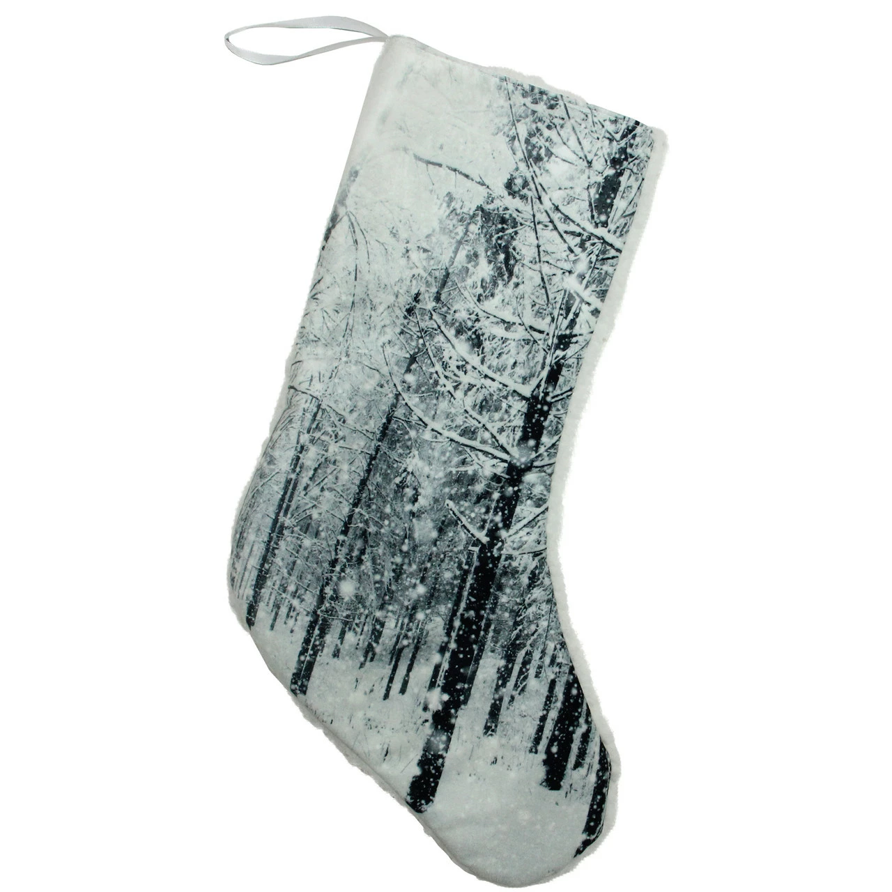 Northlight 18" White And Black Serene Woodland During Snowfall Christmas Stocking 1 Northlight 18" White And Black Serene Woodland During Snowfall Christmas Stocking