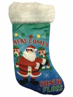 Holiday Time Fuzzy Blue Santa Floss Dance Video Gamer Holiday Christmas Stocking