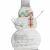 Melrose 18.25" White And Gray Carved Snowman Christmas Figurine