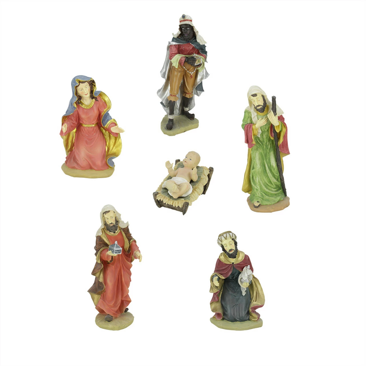 Northlight 6pc Red And Green Holy Family Religious Christmas Nativity Statues 19" 2 Northlight 6pc Red And Green Holy Family Religious Christmas Nativity Statues 19" - Image 2