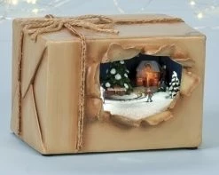 Roman 6" Brown And White LED Lighted Musical Amusement Scenic Tabletop Christmas Package