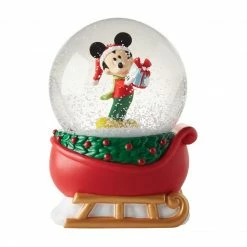 Department 56 Mickey On Sleigh Christmas Snow Globe #4057295
