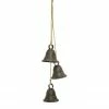 Diva At Home Pack Of 2 Dark Gray Distressed Finish 3 Bells On Rope 14.75"