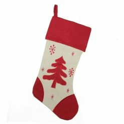Northlight 18" Red And Ivory Tree With Snowflakes Christmas Stocking