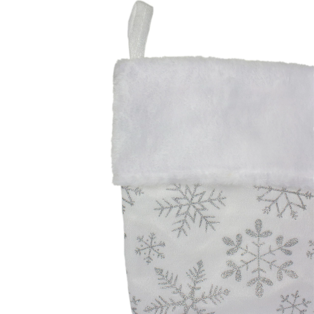Northlight 20" White And Silver Snowflakes Christmas Stocking 2 Northlight 20" White And Silver Snowflakes Christmas Stocking - Image 2