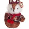 Melrose 9" Brown And White Mrs.Fox Wearing Knit Sweater Tabletop Decor
