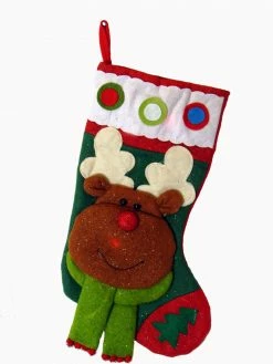 Sterling International Inc 22" Color Changing LED Lighted Glittered Reindeer Christmas Stocking