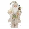 Northlight 16" Holly And Berries Santa Claus With Teddy Bear Christmas Figure