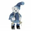 Northlight 15" White And Blue Skiing Bear Christmas Tabletop Figurine