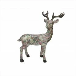 Gallerie II 27" Red And Green Victorian Holly Berry Decoupage Reindeer Tabletop Decor