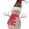 Raz 13.25" Brown And Red Snowman With Plaid Snow Cap Christmas Decor