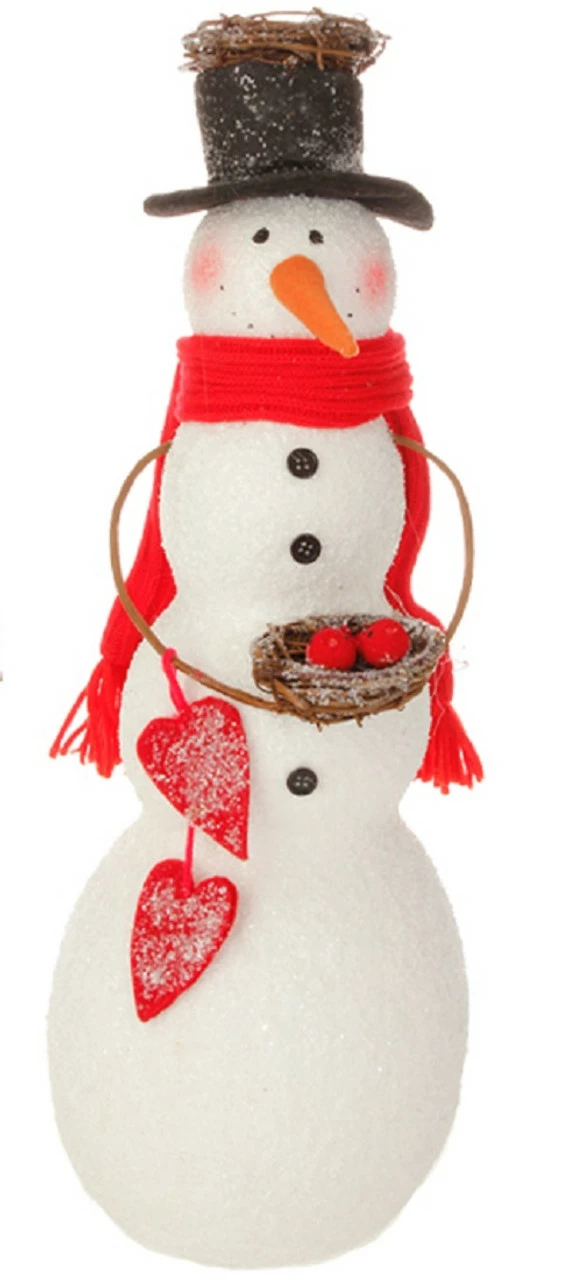 Raz 18" Alpine Chic Snowman Holding Bird Nest Christmas Tabletop Decoration 1 Raz 18" Alpine Chic Snowman Holding Bird Nest Christmas Tabletop Decoration