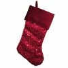 Northlight 19" Shiny Metallic Red Sequined Christmas Stocking With Velveteen Cuff