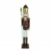 Northlight 48" Brown And White Wooden Christmas Nutcracker King With Scepter