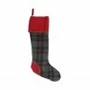 CC Christmas Decor 28" Gray And Red Rustic Chic Plaid Christmas Stocking