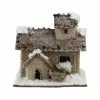 Northlight 9.25" Brown And Beige Two Story Snowy Cabin Christmas Tabletop Decor