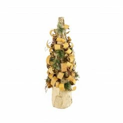Vickerman 23" Rustic Tree Bark Inspired Flocked Table Top Christmas Cone Tree With Pine And Berries