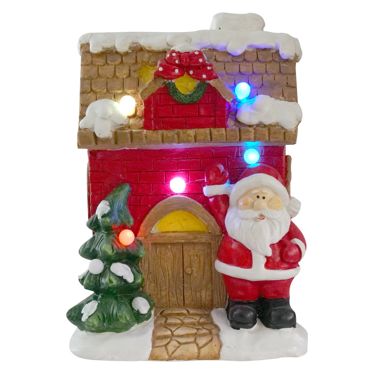 Northlight 16" Red LED Lighted House With Santa Musical Christmas Tabletop Figurine 2 Northlight 16" Red LED Lighted House With Santa Musical Christmas Tabletop Figurine - Image 2