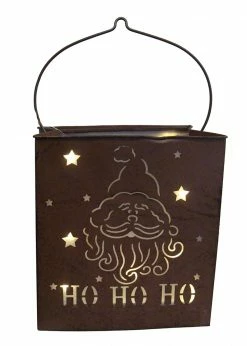 Sterling International Inc 12.5" Pre-Lit Brown Shimmering Battery Operated LED Santa Claus Christmas Lantern