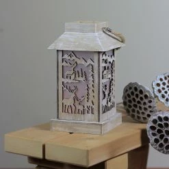 Diva At Home 9.5" Lighted Wooden Reindeer And Cabin Silhouette Lantern Christmas Decoration -Northlight Shop gerson 2424920 c 3 26998.1588369193