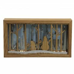Diva At Home 10.5" Lighted Wooden Snowmen And Reindeer Shadow Box Christmas Decoration