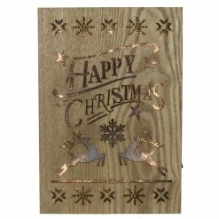 Gerson Company/Gil Division 10" Lighted Wooden "Happy Christmas" Christmas Wall Decoration