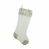 Northlight 20.5" Quilted Cream And Tan Velveteen Christmas Stocking With Faux Fur Cuff