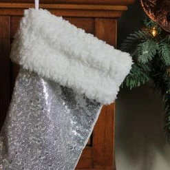 Northlight 18" Silver Sequins With A White Faux Fur Trim Christmas Stocking -Northlight Shop gi2r68cfeci5uxkwer8elu9cc8xdyzdb 04160.1665610748