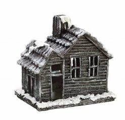 Allstate Country Cabin Lighted Glittered Snowed Flocked House Table Top Christmas Decoration 7"
