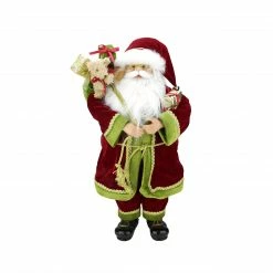 Northlight 24" Red And Green Standing Santa With Presents Christmas Figure