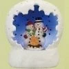 Roman 4" White And Blue Battery Operated LED Lighted Snowman Couple Scene Table Top Christmas Dome