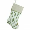 Northlight 18.5" Green And White Christmas Stocking With Flax Cuff