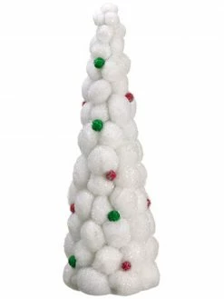 Allstate 24" White Whimsical Snowball Glitter Tabletop Christmas Topiary Tree - Unlit