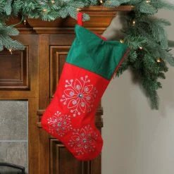Northlight 19" Red And Green Felt Christmas Stocking With Snowflakes -Northlight Shop hxla0apjtspoapg0pnargvdxp2nk63bd 47094.1602380519