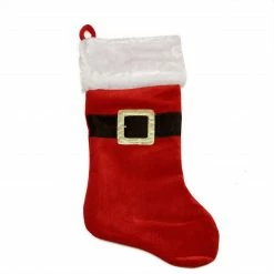 Northlight 20" Red And White Velveteen Santa Claus Belt Buckle Christmas Stocking
