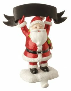 Raz 10" Red And White Glitter Santa Claus Stocking Holder With Chalkboard Banner Christmas Decoration