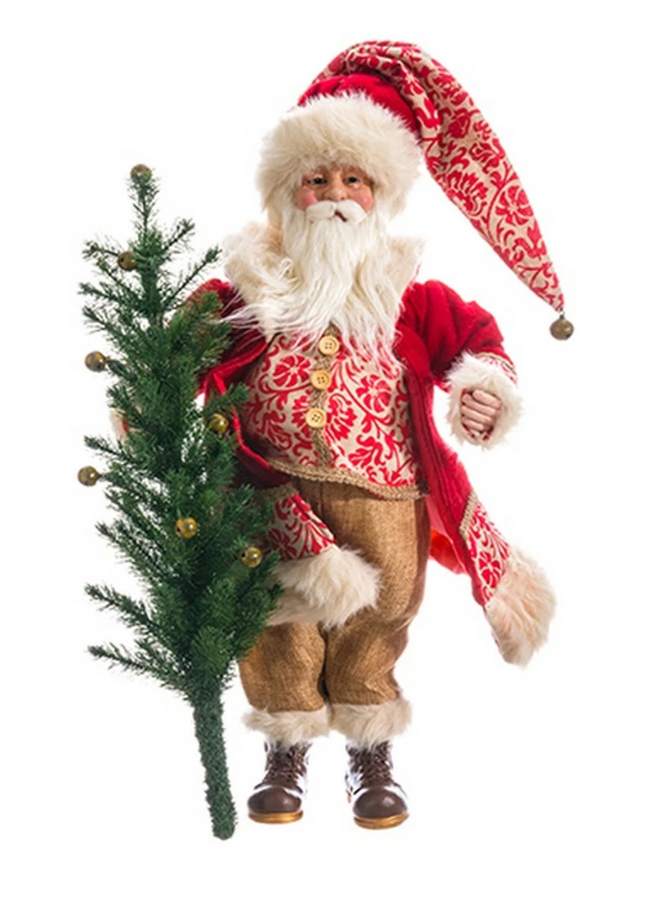 Allstate 24" Red And White Santa Claus Holding Tree Christmas Tabletop Decor 1 Allstate 24" Red And White Santa Claus Holding Tree Christmas Tabletop Decor