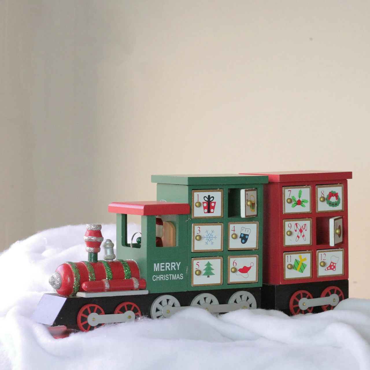 Northlight 16.5" Red And Green Locomotive Train Advent Calendar Christmas Tabletop Decor 2 Northlight 16.5" Red And Green Locomotive Train Advent Calendar Christmas Tabletop Decor - Image 2