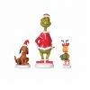 Department 56 Set Of 3 Red Dr Seuss Grinch Max And Cindy Lou Christmas Figurine 2.75"