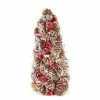 CC Christmas Decor 14" Red And Brown Iced Pine Cone Apple Berry Christmas Tree Tabletop Decor