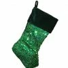 Northlight 20" Shiny Metallic Green Sequined Christmas Stocking With Velveteen Cuff
