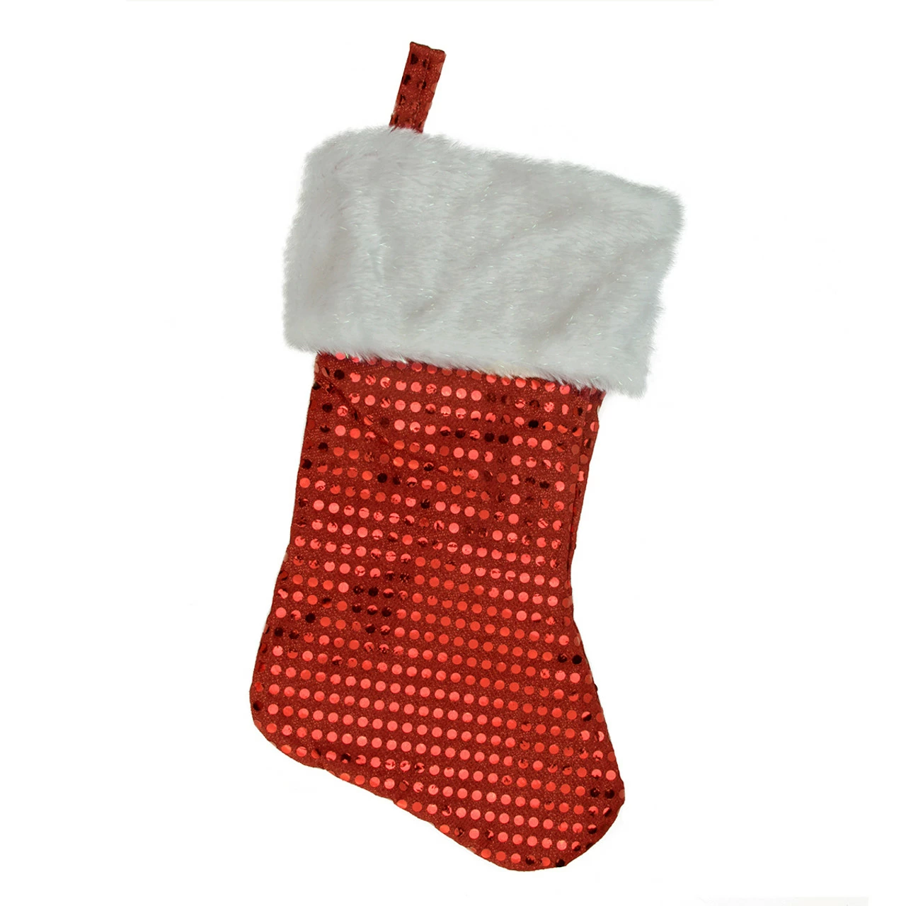 Northlight 18" Red And White Cuffed Disco Sequined Christmas Stocking 1 Northlight 18" Red And White Cuffed Disco Sequined Christmas Stocking